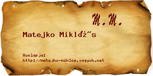 Matejko Miklós névjegykártya