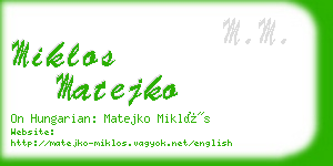 miklos matejko business card